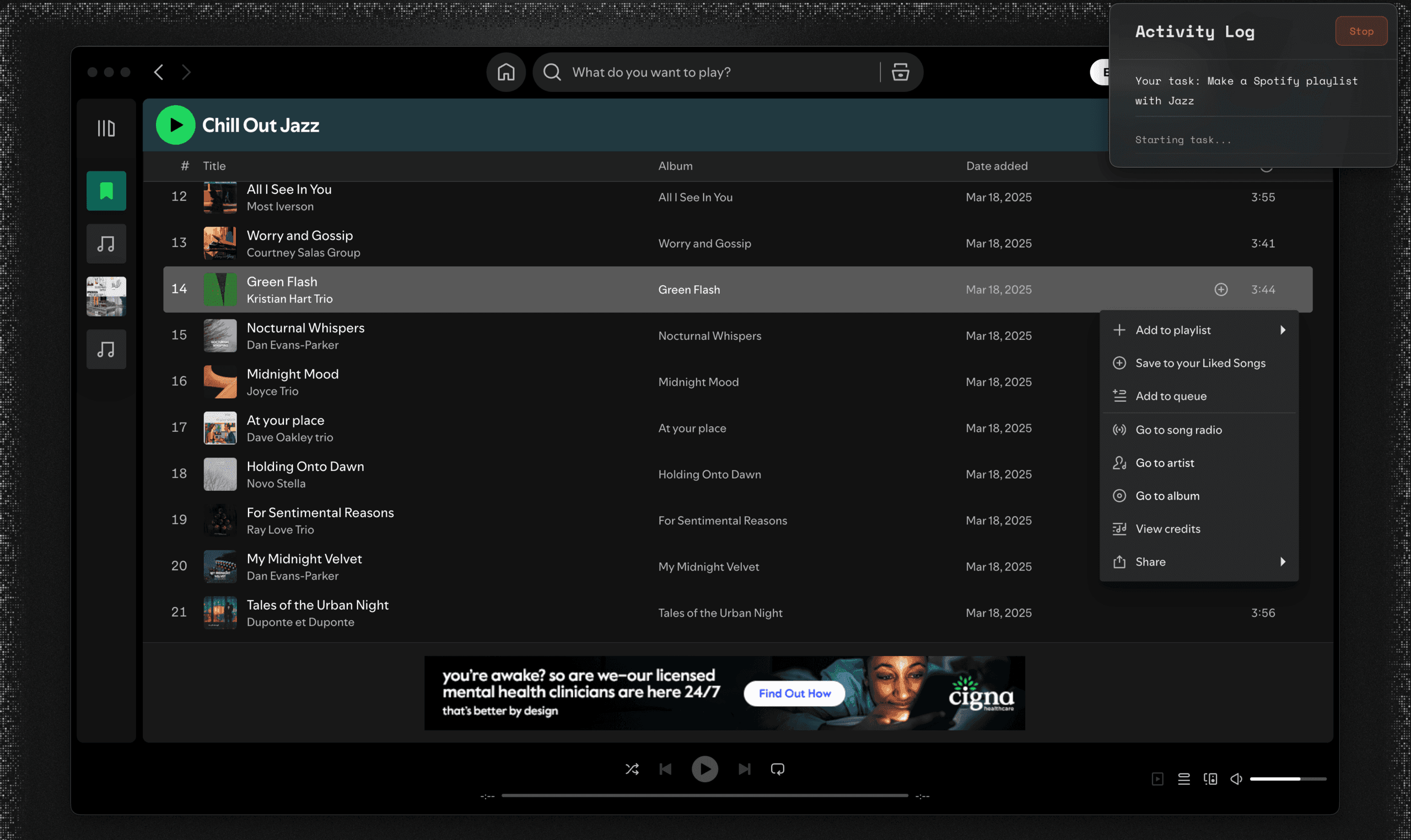 null0 AI command center interface showing desktop automation workflow 1